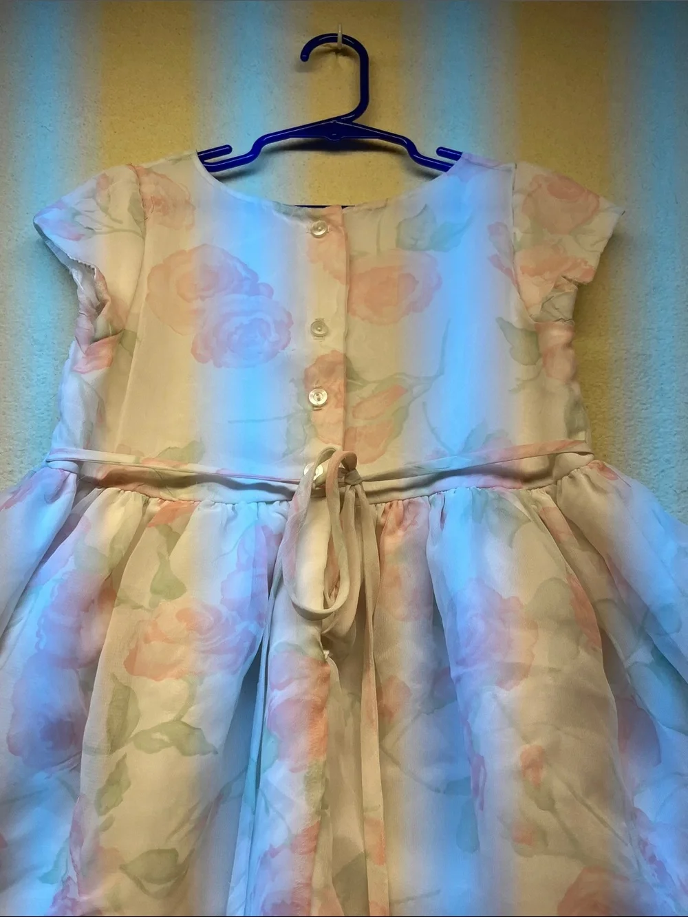 Girls Floral Pink & White Party Dress